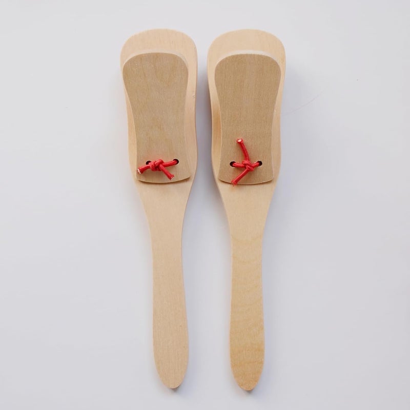 mocrcrel 2 Pcs Professional Castanets, Single Set with Handle，Wooden Castanet Clapper Educational Musical Percussion 8 inch (Burlywood) - Image 4